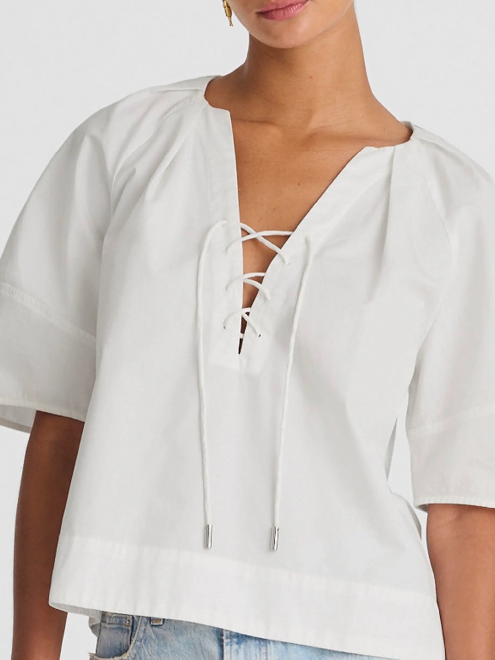Madewell Poplin Lace Up Top